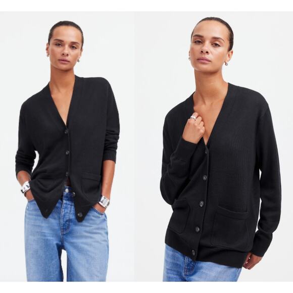 Madewell Sweaters - Madewell | NWT | Merino Wool Boyfriend Cardigan True Black | Sz XS